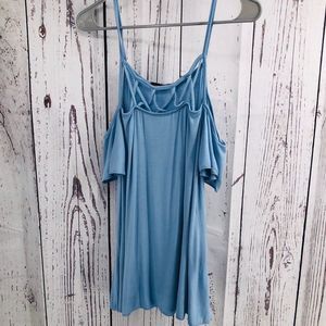Blue Cold Shoulder Spaghetti Strap Top